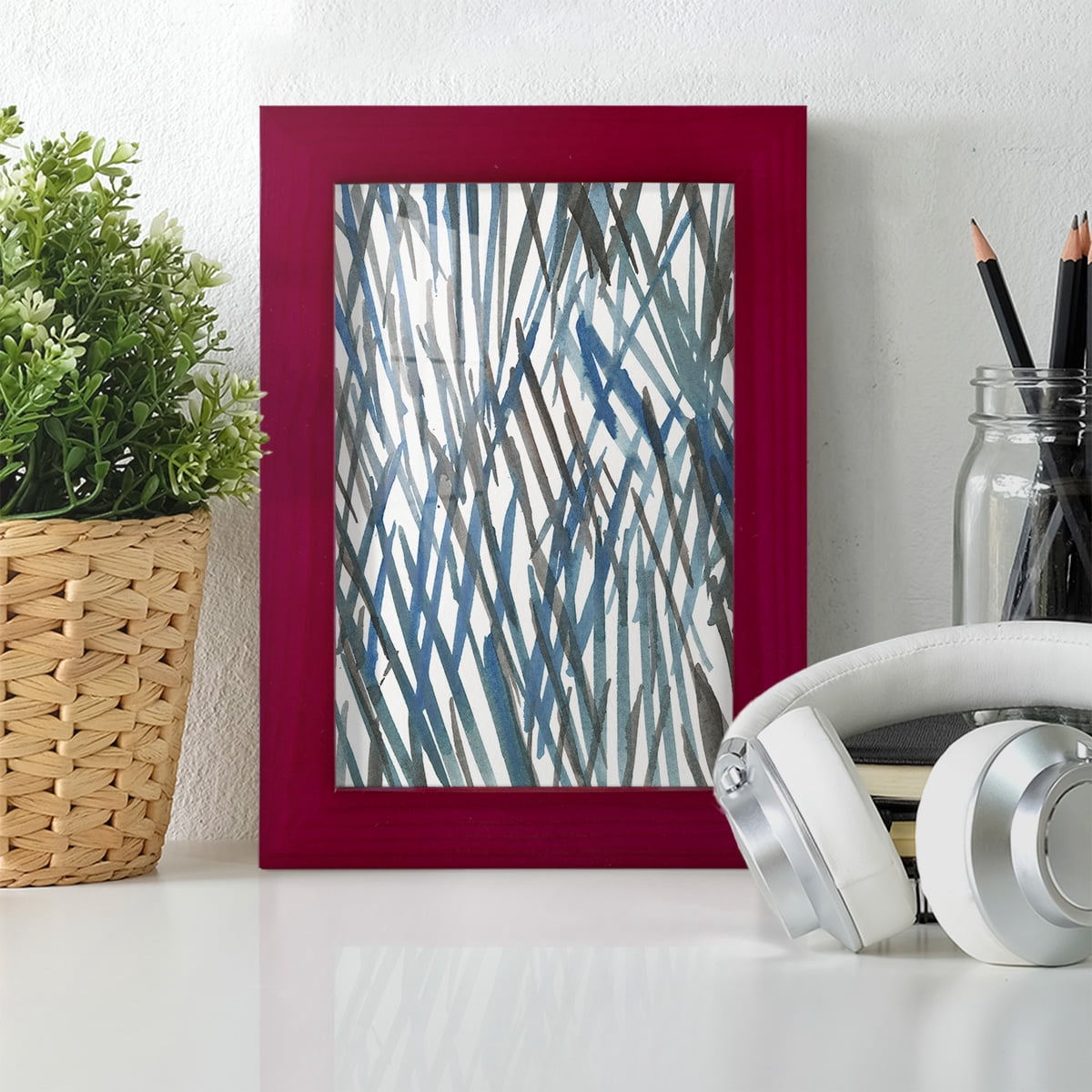 Blue Grass II - Framed Print w/glass - Cherry Red