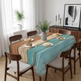 thumbnail image 6 of Farmhouse Aqua Brown Table Cloth Waterproof Tablecloths, Vintage Wooden Striped Tablecloth Dining Table Cover for Kitchen Party Tabletop Outdoor, Rectangle Tablecloth 52x70 Inch, 6 of 9