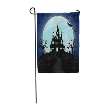 Halloween Banner Flag Flags LADDKE Old Gothic Cemetery Iron Gate and Lantern Halloween Night Garden Flag Decorative Flag House Banner 12x18 inch ()