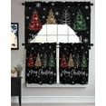 thumbnail image 3 of Christmas Tree, Swag Valance and Tier Curtains 24'' Length Set, Rustic Buffalo Snowflake Red Green Black Light Filtering Kitchen Curtains, Tier Curtain Valances for Bathroom/Living Room/Bedroom/Café, 3 of 6
