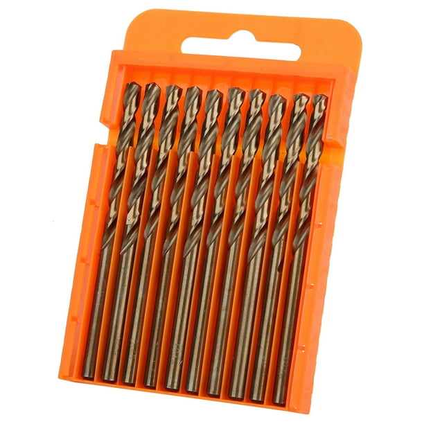 10 unids/caja de brocas helicoidales de acero de alta velocidad, juego de brocas de metal con mango recto para metal endurecido, acero inoxidable, hierro fundido, plástico y madera(4.5)