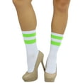 thumbnail image 6 of ToBeInStyle Women's Acrylic Ankle High w/ Striped Top Athletic Socks - White/Lime Green, 6 of 6