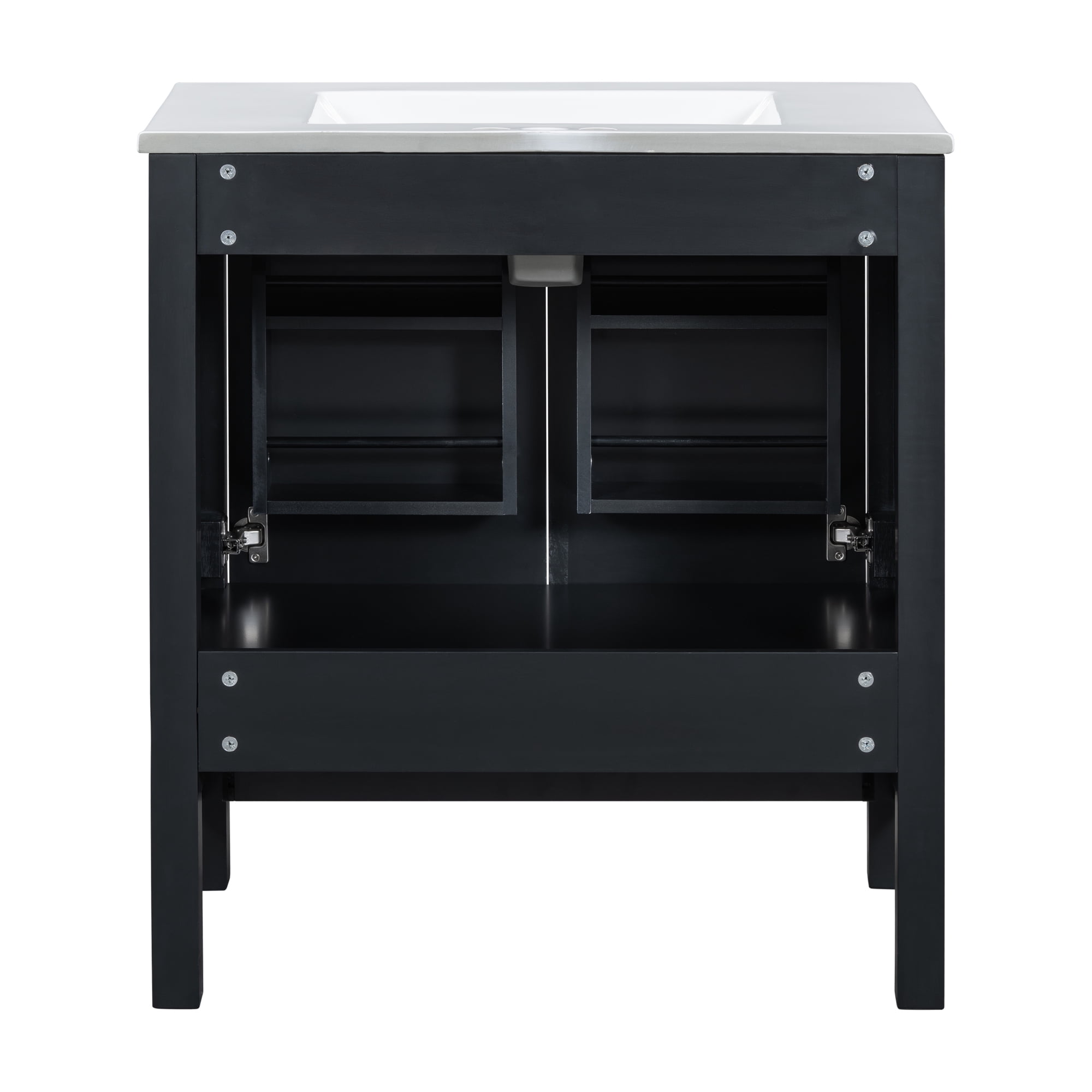 Bellemave 30" Bathroom Vanity with Single Sink, Wood Combo Cabinet Undermount Sink, Bathroom Storage Cabinet with 2 Doors and a Drawer, Soft Closing, Multifunctional Storage (Black)