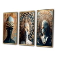 thumbnail image 3 of Designart "Futuristic Fashion Sci-Fi Woman Portrait II" Surrealism Framed Wall Art Set Of 3 - Blue Transitional Frame Canvas Set For Living Room Decor, 3 of 6