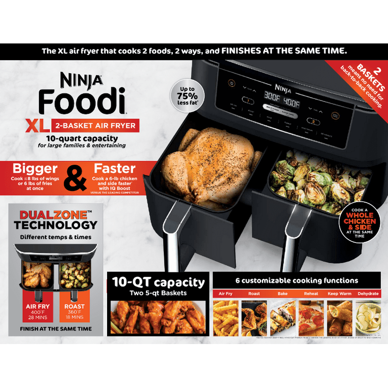 Ninja Foodi 6-in-1 10-qt XL 2-Basket Air Fryer with DualZone
