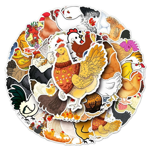 Paquete de pegatinas de anime con dibujos animados de pollo, 50 unidades