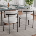 thumbnail image 2 of Woodty Dining Room Chairs, Modern Medieval Circular Dining Arm Chairs, Fabric and Metal, White Set of 2, 2 of 7