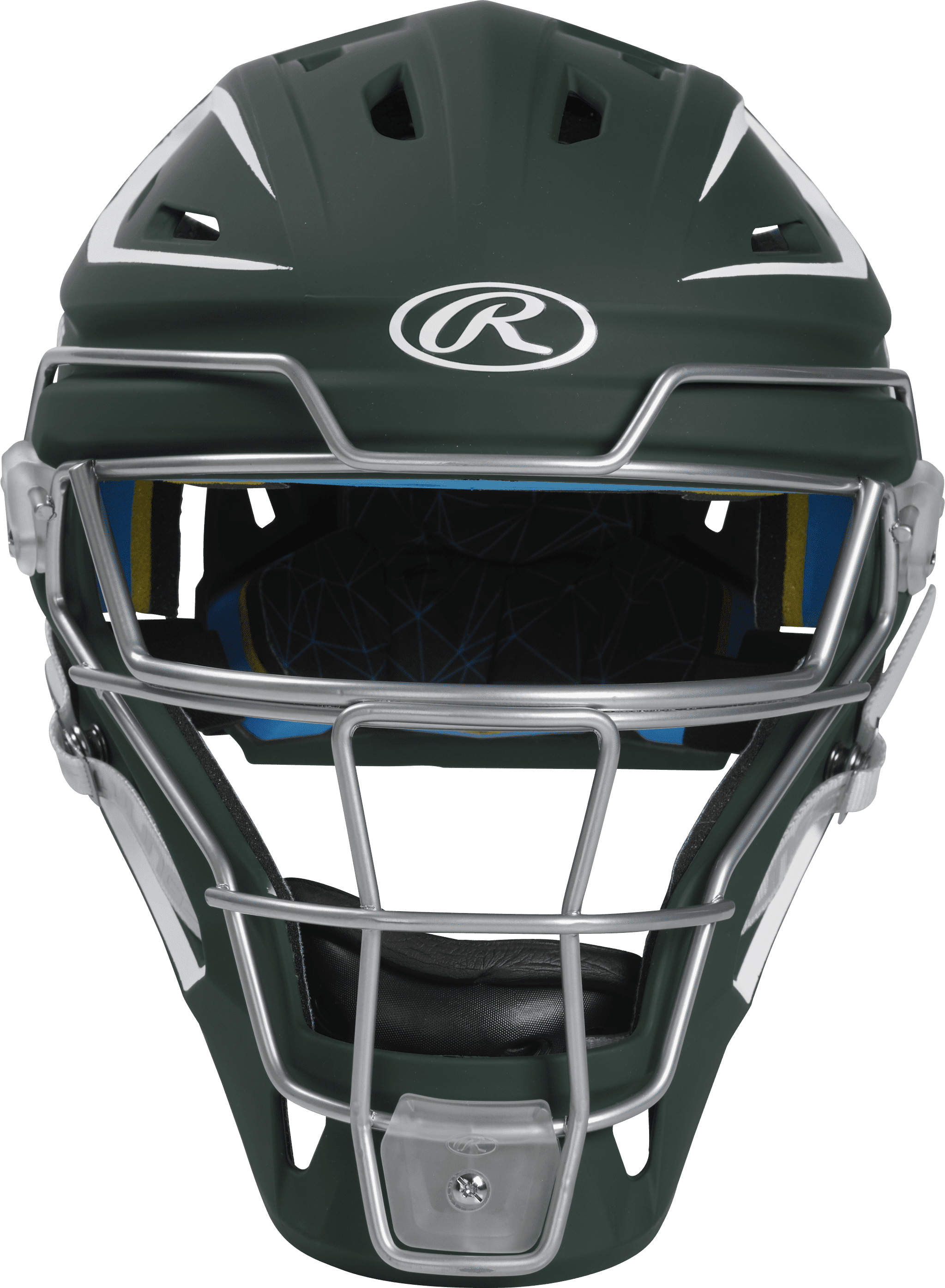 Rawlings MACH Junior Catcher's Helmet with IMPAX Padding, Dark Green