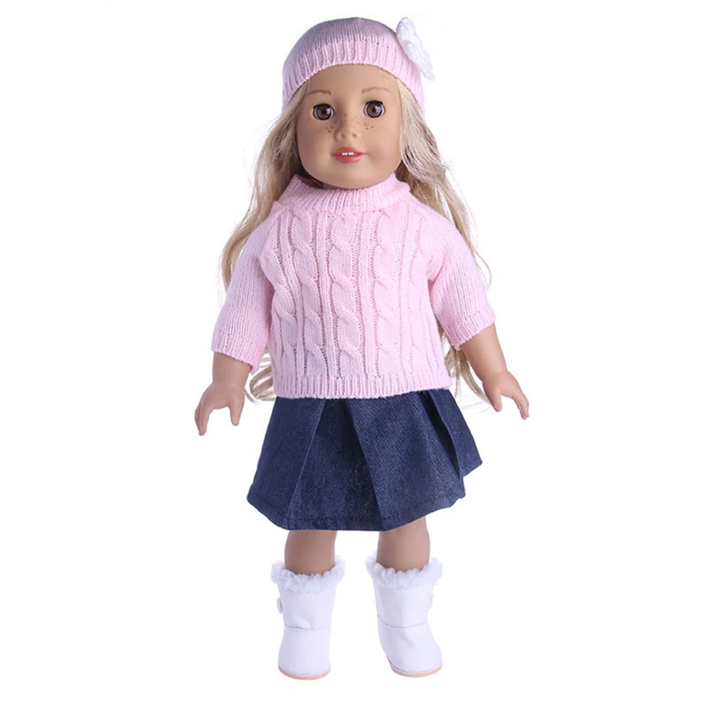 LYUMO 3pcs/set 18 Girl Doll Clothes Accessory Suit Set Hat Sweater