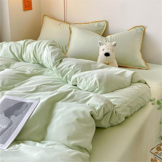 Summer Wash Cotton Bedding Set Duvet Cover Flat Sheets Pillowcase Bed Sheet Set Comforter Cover Bed Linens Set Queen King Size