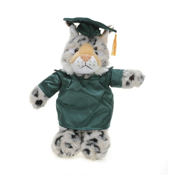 Made by Aliens Personalized Bobcat Stuffed Animal Plush Toy – Perfect Gift for Graduation  Name or Your School Logo on Gown, Best for Any Grad School Kids 12 Inches