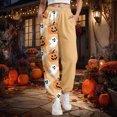 thumbnail image 2 of TOWED22 Women Halloween Sweatpants Cute Ghost Graphic Track Pants Drawstrings High Waisted Bottom Active Joggers with Pocket(Light Yellow,XXL), 2 of 7