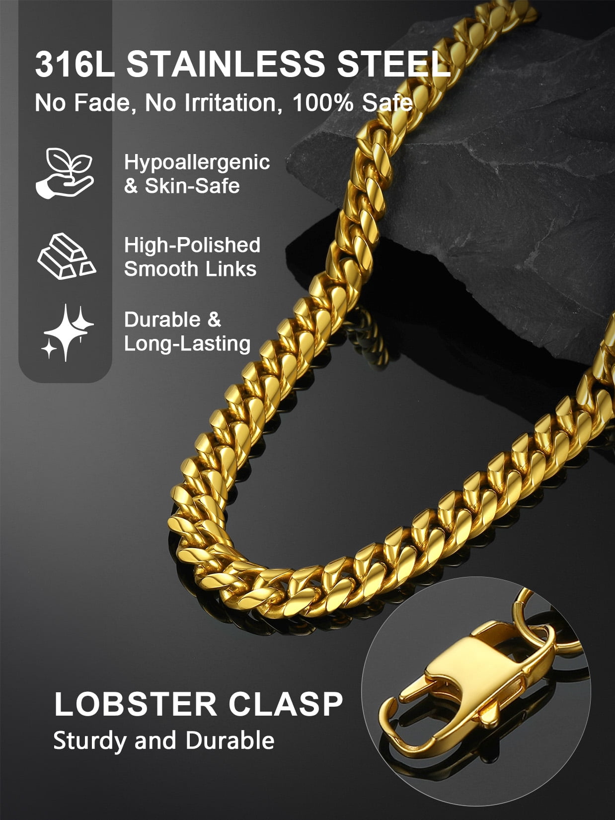 ChainsProMax Hip Hop Jewelry Mens Cuban Link Chains Necklace