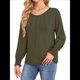 thumbnail image 3 of Camisas de Larga para Mujer, Blusas Plisadas Informales de Negocios con Puños Fruncidos. Verde S, 3 of 8