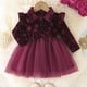 thumbnail image 2 of Odeerbi Niñas Terciopelo Tul Vestidos Otoño Invierno Ruffle Vestido Niños Navidad Felpa Manga Larga, 2 of 7