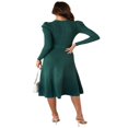 thumbnail image 3 of Femmes Manches Longues Tricot Midi Robe Unie Cravate Ceinturée Pull Tricoté Robe A-Ligne Midi Robes, 3 of 7