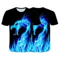 thumbnail image 2 of HEVIRGO Men 3D Blue Flame Dragon Print T-Shirt,2 Pack Short Sleeve Round Neck Top, 2 of 3