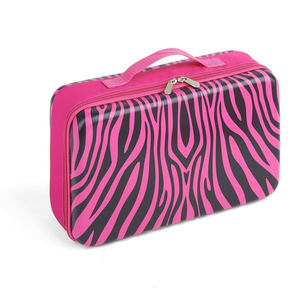 Badger Basket Doll Storage and Travel Case for 12-inch Fashion Dolls, Animal Print Pink
