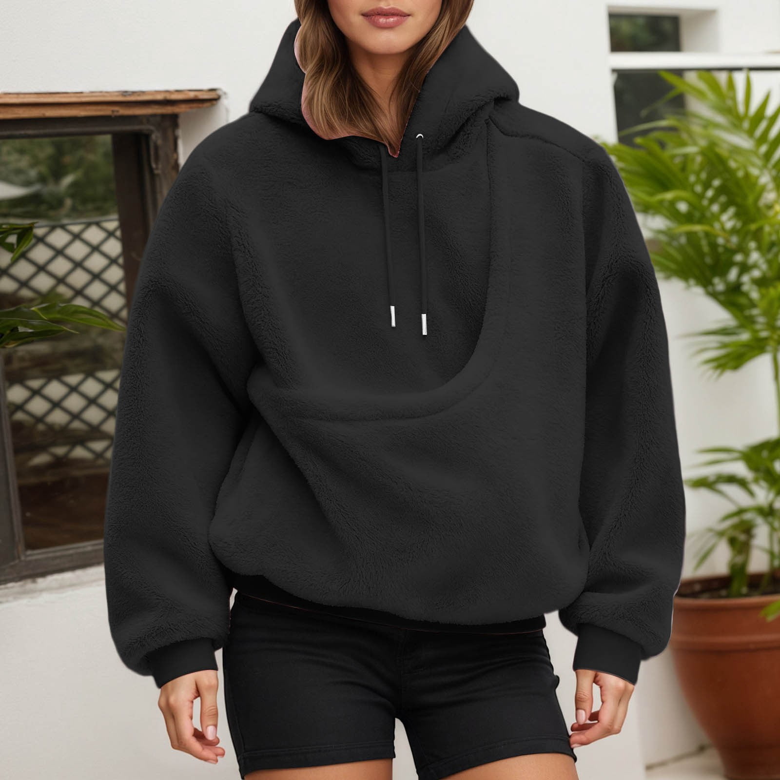 Kangaroo Pocket Cat Dog Pouch Hooded Sweatshirts Women Solid Long Sleeve Warm Pet Carrier Pullover Animal Holder Hoodie