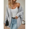 thumbnail image 3 of Womens Oversized Soft Knit Cardigan Sweater with Pockets Light Gray XL, 3 of 7