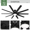thumbnail image 3 of Hunter 72 inch Outdoor or Indoor Ceiling Fan with LED Light - Black Ceiling Fan with Wall Control, For Patio, Garage, or Porch, Quiet, Standard Mount, 10 Blades - Overton 52618, Matte Black, 3 of 16