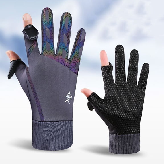 Lilgiuy Winter Gloves for Men Touch-Screen Windproof Warm Anti-Slip Cold Weather Mittens for Skiing Driving Mountaineering