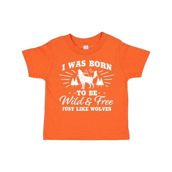 Inktastic I Was Born to Be Wild and Free with Wolf and Mountains Boys or Girls Toddler T-Shirt