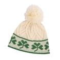 thumbnail image 3 of SAOL Irish Shamrock Cable Knitted Pom Pom Hat 100% Merino Wool Women's Aran Cap Made in Ireland, 3 of 4