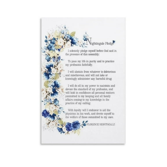 Florence Nightingale Nurse Prayer Pledge Inspirational Quote Canvas Wall Art Poster For Room Aesthetic And Decor Poster For Bedroom Bathroom Living Room Office Kitchen Decor