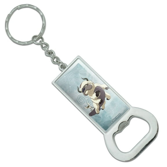 Avatar the Last Airbender Appa & Momo Keychain Rectangle Chrome Plated Metal Bottle Cap Opener
