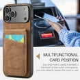 thumbnail image 6 of Allytechgroup Retro Wallet Case for Apple iPhone 17 Pro Max, RFID Blocking Cards Holder Kickstand Bumper Shockproof Anti-Scratch Premium PU Leather TPU Back Cover for Women Men, Brown, 6 of 8