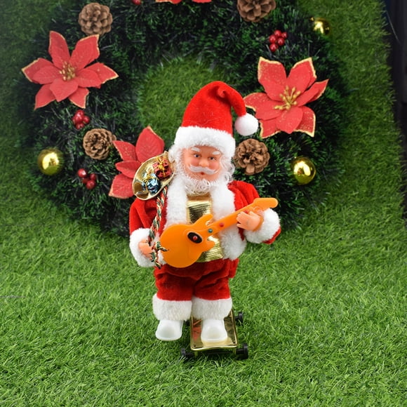 SnowVibe Musical Skateboard Guitar Santa Claus Electric Toy - Fun Christmas Gift Decoration for Kids, Requires 3 AA Batteries (Not Included)