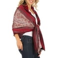 thumbnail image 4 of Sakkas Alessa Women's Silky Soft Reversible PaisleyPrint Pashmina Scarf Shawl Wrap - Gold - One Size Regular, 4 of 11