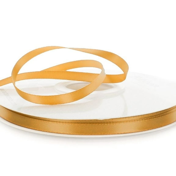 1/4" Wide Old Gold Double Faced Satin Ribbon - 100 Yards