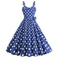 thumbnail image 2 of Htigea Womens Polka Dot A-Line Dress Vintage Cocktail Party Swing Dresses Summer Sleeveless Elastic Open Back Sundress Blue,M, 2 of 4