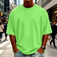 thumbnail image 2 of FRSASU Men's Big and Tall Shirts Cotton Crew Neck Tops Short Sleeve Oversized Pullovers Casual Loose Tops Solid Color Tee Green, 2 of 5