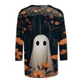 thumbnail image 4 of Yeaiivve Womens Halloween 3/4 Sleeve T Shirts Cute Ghost Floral Printed Crewneck Blouse Loose Fit Casual Tunic Tops Elegant Party Tshirts 3XL, 4 of 5