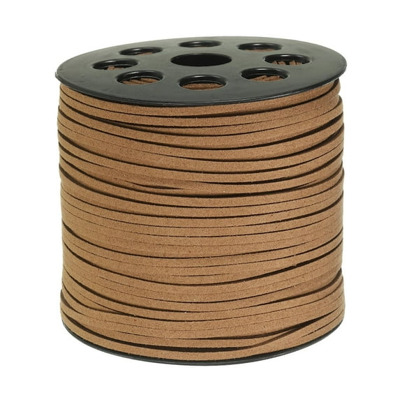 Uxcell 100 Yards Flat Suede Cord 2.7mm Leather String Lace Faux Leather Cord with Roll Spool Brown