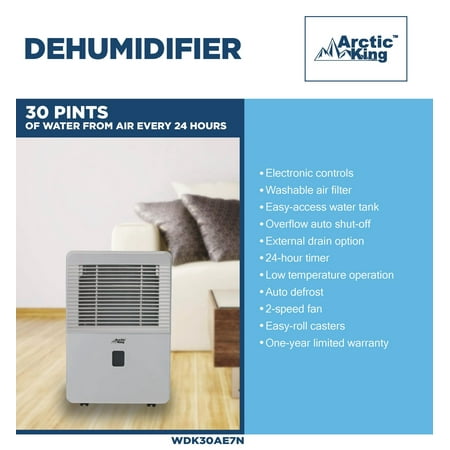 Arctic King 30-Pint Energy Star Dehumidifier, White WDK30AE7N