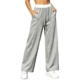 thumbnail image 2 of PInxai Sweatpants for Women Drawstring Elastic Waisted Loose Casual Workout Pants Comfy Trousers with Pockets,Gray,XXXL, 2 of 6