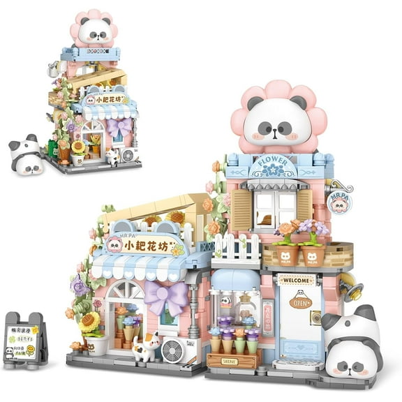 Remocguys Flower Shop Building Set Not Compatible with Lego Flowers House Panda for Adults 810 Pcs