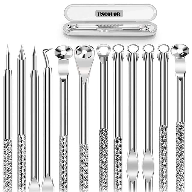 Kit eliminador de puntos negros UOSLOR de doble cabezal, 6 piezas, acero inoxidable