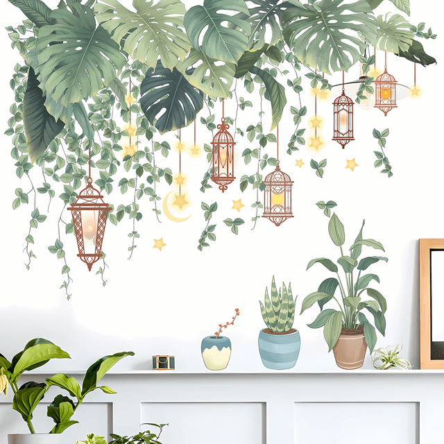 Vinil Decorativo Autoadherible H&Jess Plantas Lámparas Interiores