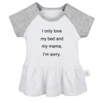 thumbnail image 3 of iDzn I Only Love My Bed And My Mama Funny Dresses For Baby, Newborn Babies Skirts, Infant Princess Dress, 0-24M Kids Graphic Clothes (Gray Raglan Dresses, 6-12 Months), 3 of 5