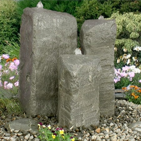 LiquidArt Fountains Glass Fiber Reinforced Concrete Basalt Rock Watershed/Cascade Triple Pondless Fountain Kit