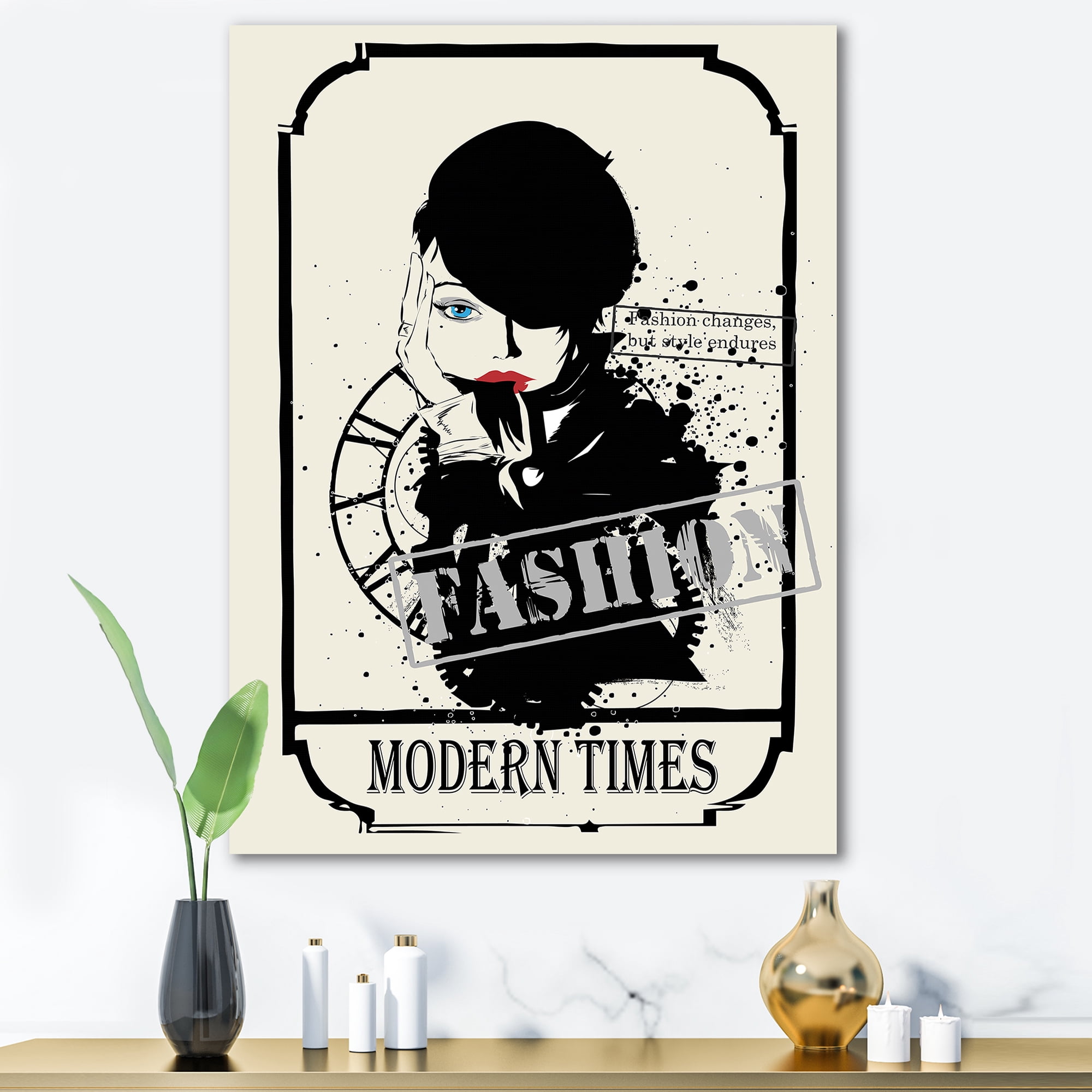 Designart ' Style Passion Life Fashion Woman VII ' Vintage Canvas Wall Art Print