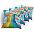 thumbnail image 5 of Ambesonne Cartoon Throw Pillow Cover 4 Pack, Rainbow Romantic Hearts, 20", Multicolor, 5 of 7