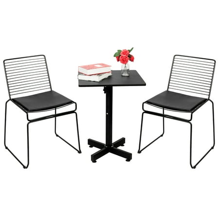 Knoll Bar Stools - Top Knobs Office Chair Mid Century Modern Chrome Wire Counter Stool Black Cushion for Kitchen or Bar, Set of 2
