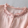 thumbnail image 4 of Hvot&aat Lace Half Sleeved Shirts Vintage Ruffled Button Tops Loose Fit Stand Collar Casual Blouse, 4 of 5