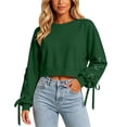 thumbnail image 3 of HAiming Cropped Sweatshirts for Women Long Sleeve Bow Scoop Neck Trendy Shirts Fall Winter Casual Going out Tops, 3 of 9